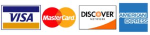 We accept visa, Master Card, Discover, & American Express